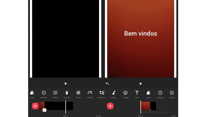 Printscreen do Inshot para fazer vídeos com efeito de gif