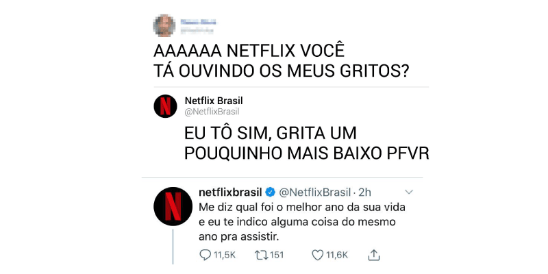 Printsscreen de como a netflix se comunica com o seu público no twitter