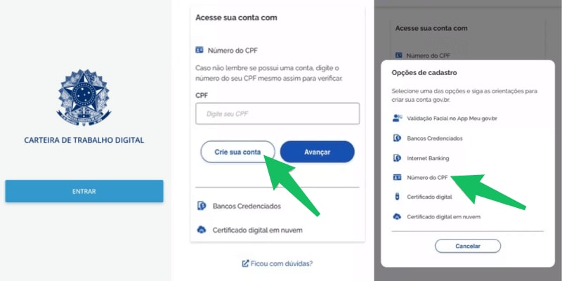 PrintScreen de como fazer carteira de trabalho online no celular