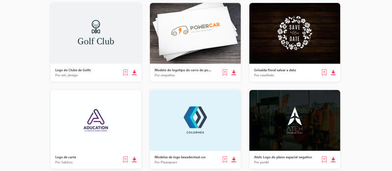 6 logos disponíveis na plataforma Envato