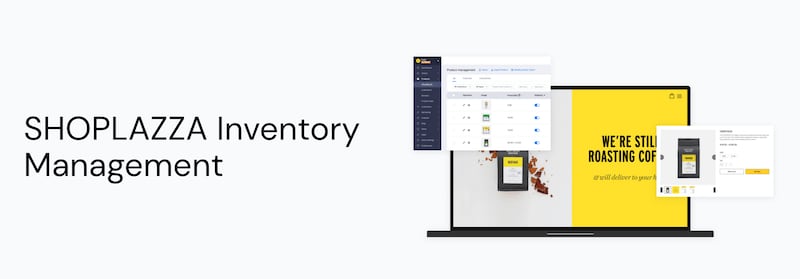Shoplazza's website screen where it's written "Shoplazza inventory management".