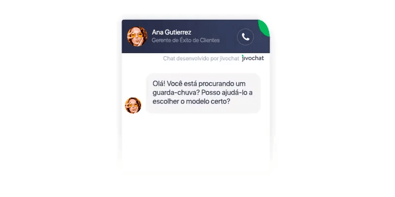 Janela de conversa para atendimento ao cliente do JivoChat