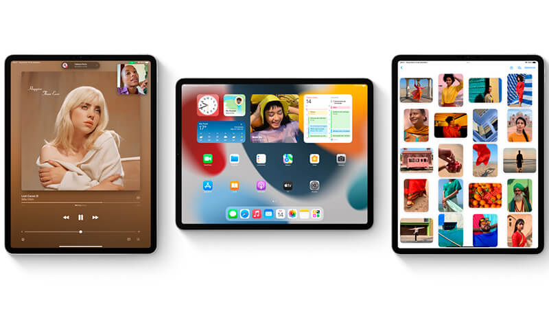 imagem mostrando os diferentes layouts do iPadOS15