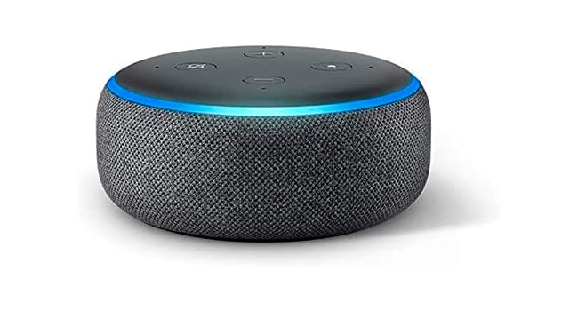 foto de um Echo Dot 3ª geração na cor cinza