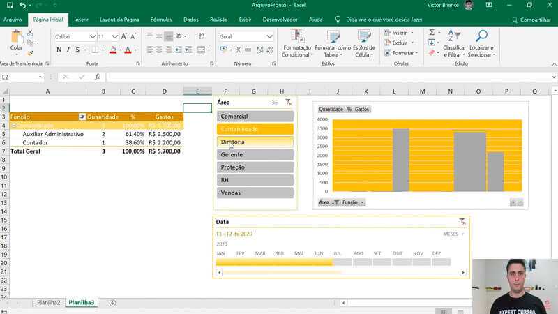 caputra de tela do curso de excel da Expert Cursos