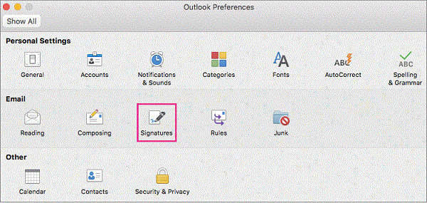 The image shows Outlook menu on Mac