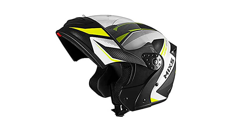 foto de um capacete de moto Gladiator da Mixs articulado com a viseira levantada 