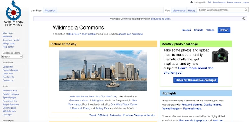 Wikimedia Commons home page