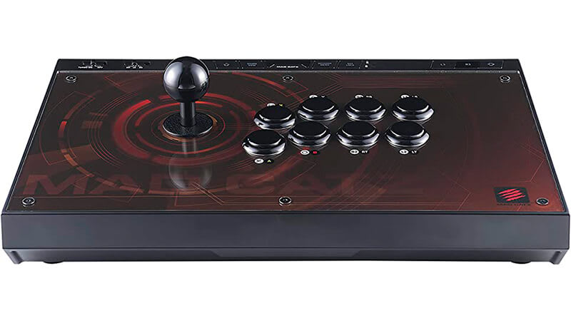 foto de um controle de arcade Authentic E.G.O Mad Catz Preto e vermelho