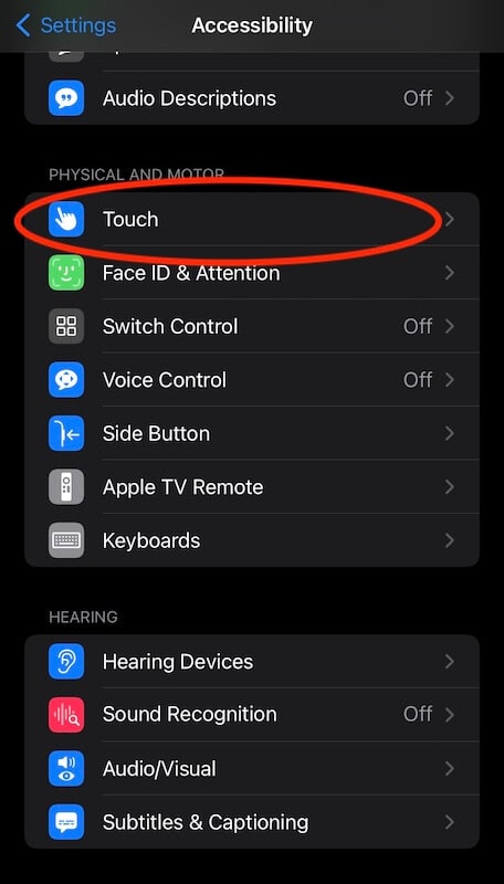 iPhone screen accessibility