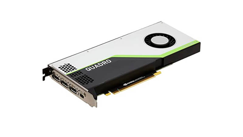 imagem de uma placa de vídeo QUADRO RTX5000 da Nvidia com uma ventoinhas