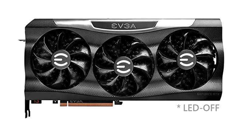 imagem de uma placa de vídeo RTX 3090 da EVGA com três ventoinhas