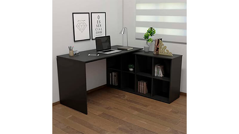 imagem de uma mesa de escritório Nero com design expansível em L