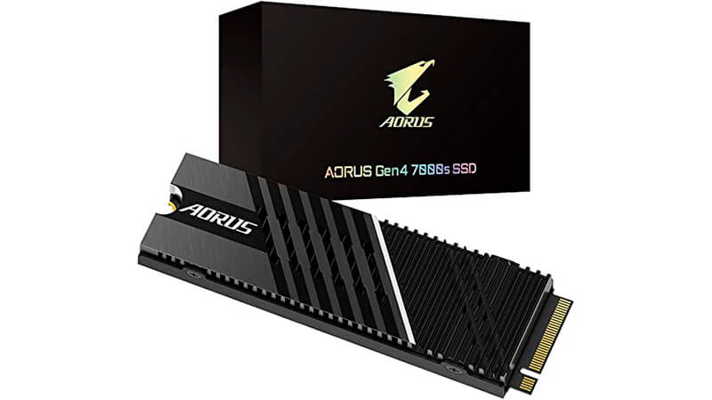 imagem de um ssd 1tb nvme m.2  Gigabyte Aorus Gen 4 com dissipador de neocarbono