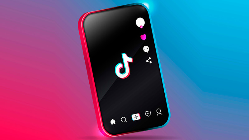 Foto de um celular com a logo do TikTok