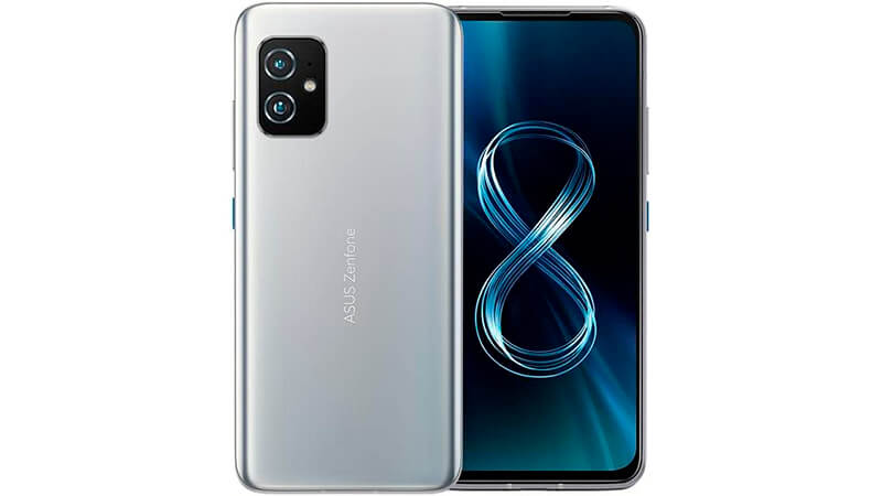 imagem que mostra um celular gamer Asus Zenfone 8 de frente e de costas