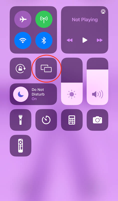 iPhone control panel