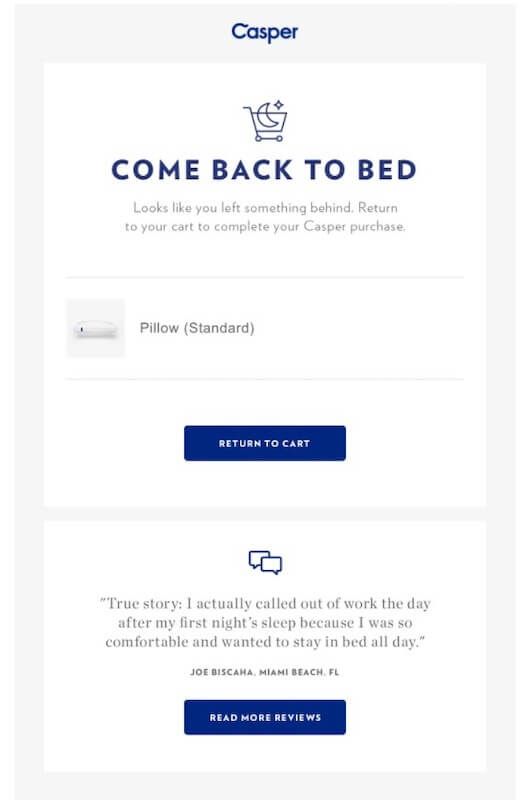 Casper cart abandonment email template