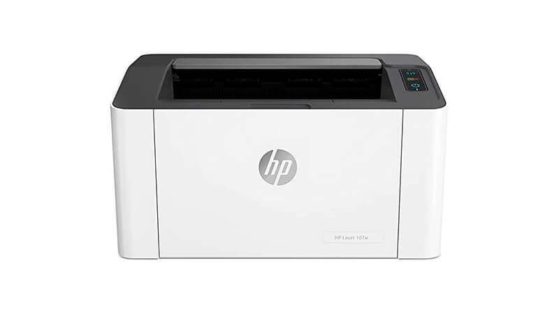 imagem de uma impressora HP laser 107 na cor branca
