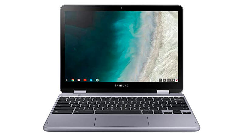 imagem de um notebook Samsung Plus 2 em 1 na cor prateada