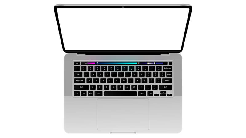 imagem que mostra as diversas funções que a touch bar do Macbook Air possui