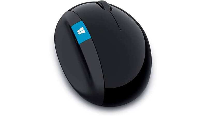 imagem de um mouse ergonômico da Microsoft na cor preta