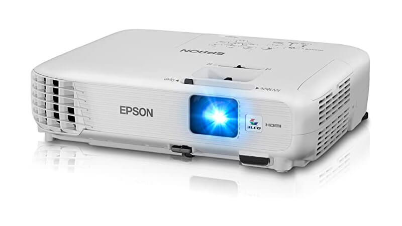 imagem de um projetor da Epson na cor branca