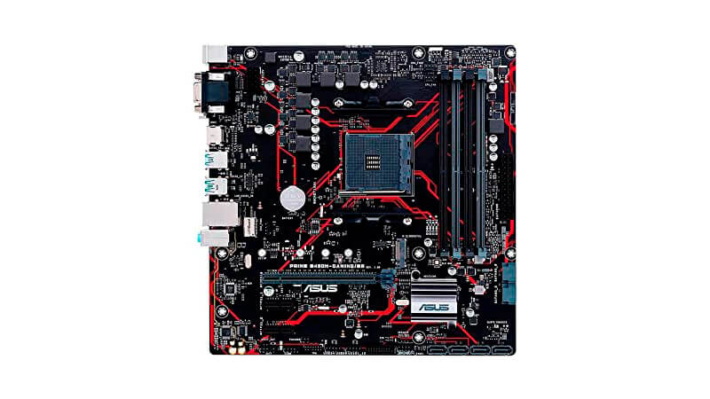 imagem de uma placa mãe B450M AM4 da Asus