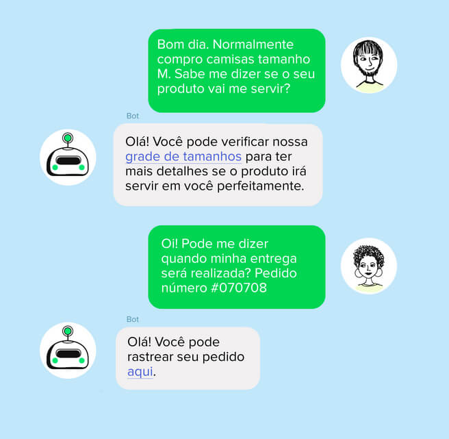 Imagem com exemplo de interação do chatbot JivoChat