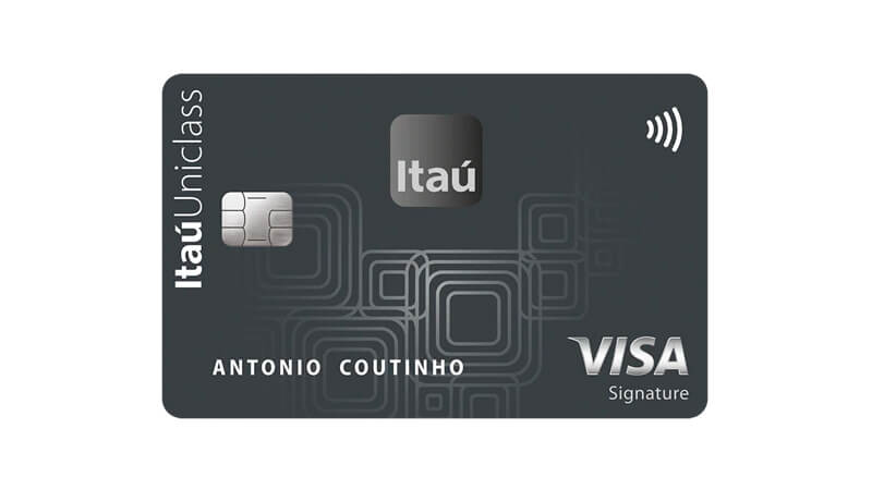 imagem de um cartão de crédito Itaú Uniclass Visa Signatura