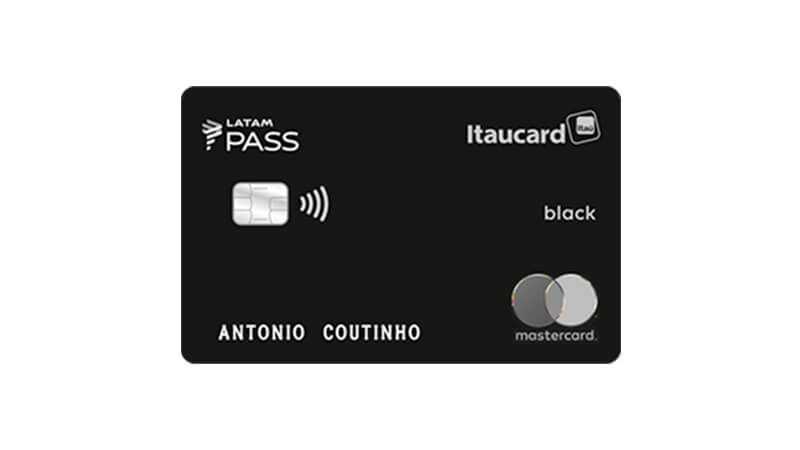 imagem de um cartão de crédito LATAM Pass Itaú Mastercard Black