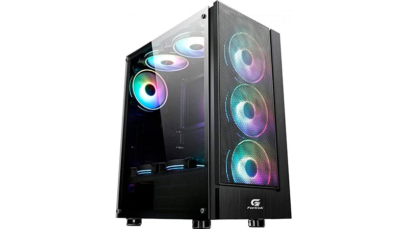 imagem de um gabinete para PC da Cruiser na cor preta com seis ventoinhas iluminadas com RGB