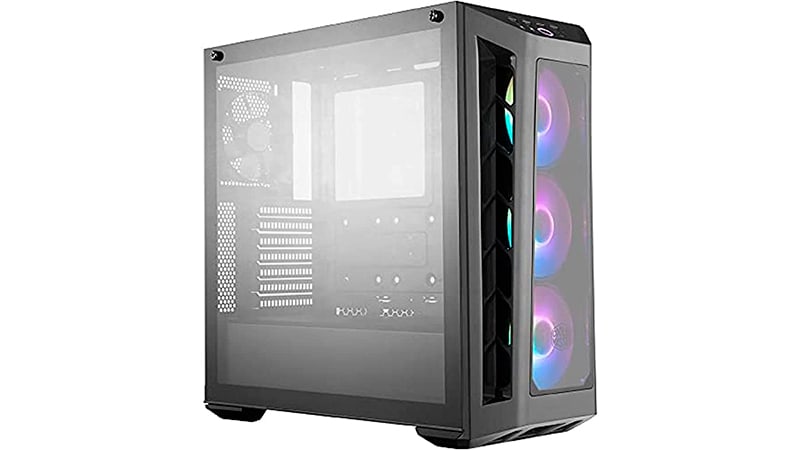 imagem de um gabinete para PC da Cooler Master na cor preta com três ventoinhas com RGB