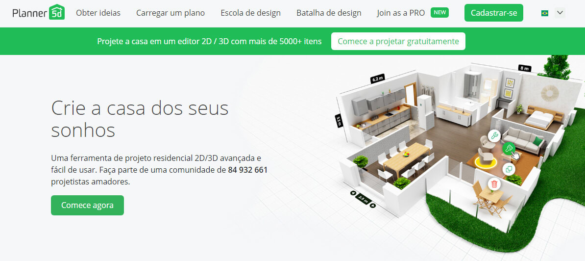 Captura do site Planner 5D