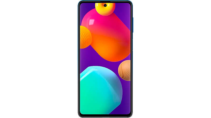 imagem que mostra um Samsung Galaxy M62 de frente