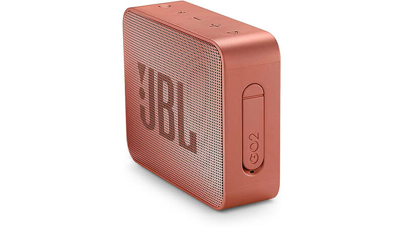 imagem de uma caixa de som bluetooth JBL GO 2 na cor rose gold