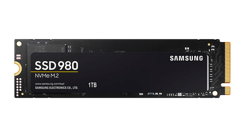 imagem de uma SSD NVMe de 1TB Samsung EVO 980 na cor preta