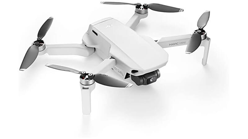 imagem de um mini drone DJI Mavic com quatro hélices e uma câmera