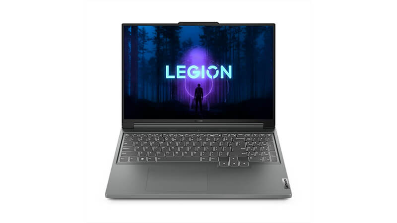 foto do notebook gamer Lenovo Legion 5i com teclado iluminado na cor branca