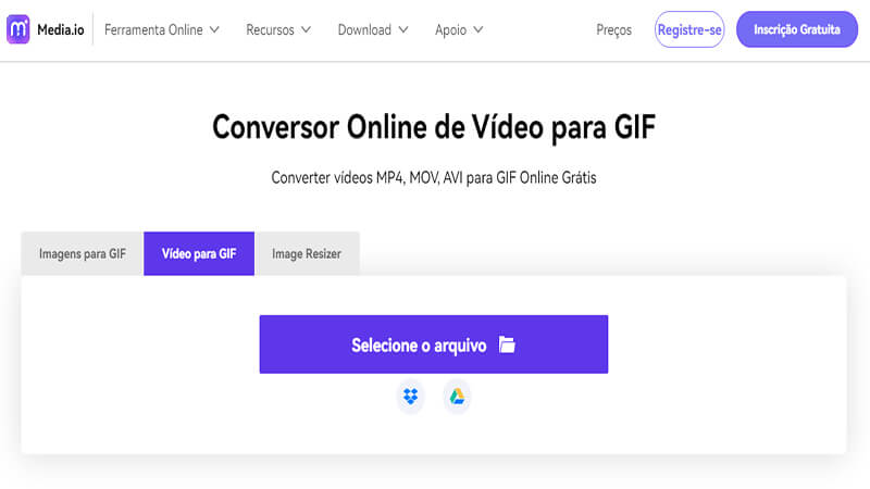 Captura de tela do Media.io