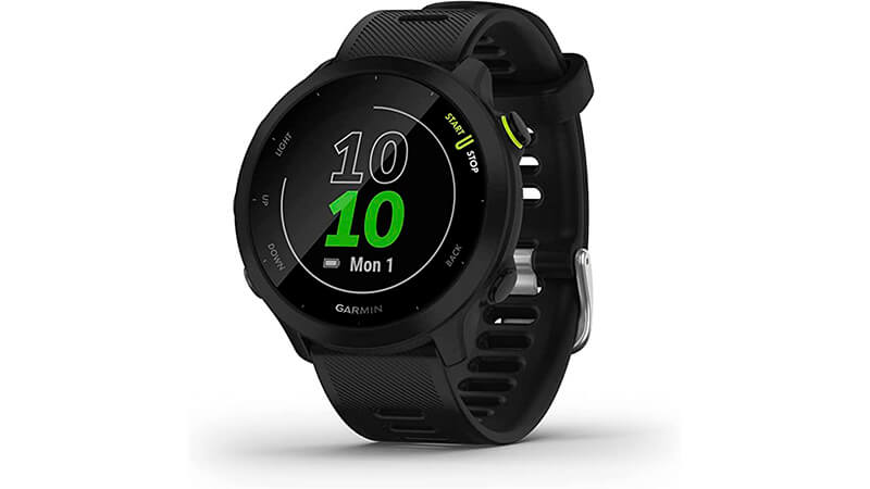 imagem de um smartwatch Garmin Forerunner 55 na cor preta