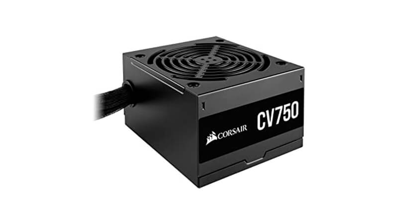 imagem de uma fonte para PC Corsair CV-750 na cor preta