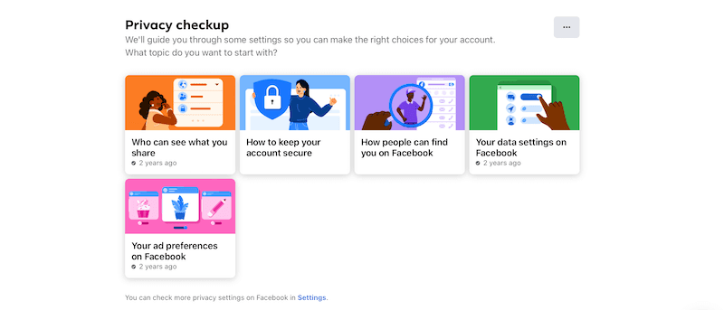 Facebook privacy checkup page