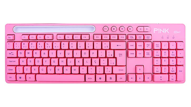 imagem de um teclado rosa da MBTech