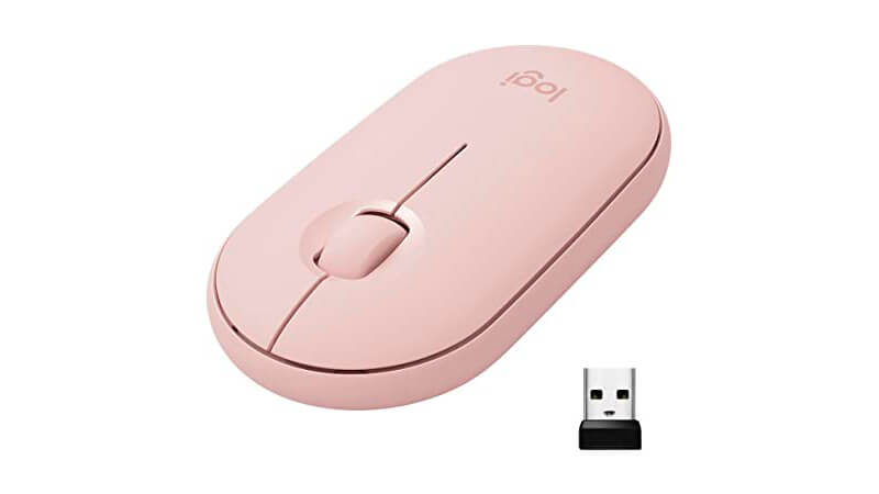 imagem de um mouse Logitech Pebble na cor rosa