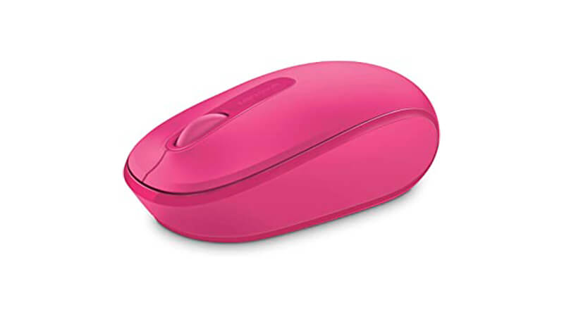 imagem de um mouse sem fio Microsoft 1850 na cor rosa