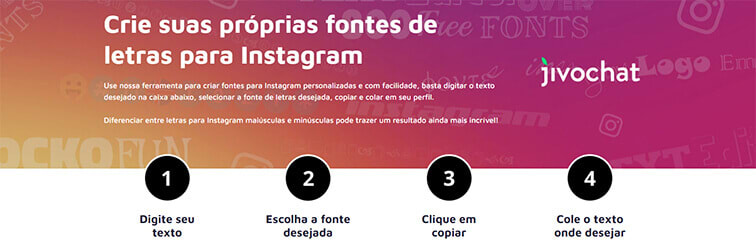 Captura do site de letras para Instagram JivoChat
