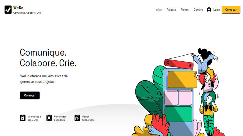 Captura de tela de landing page exemplos da wix