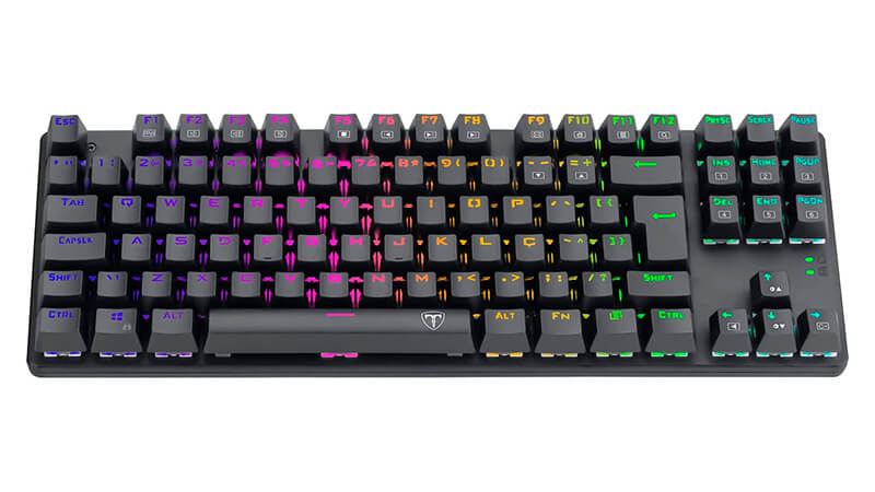 imagem de um teclado gamer T-Dagger Bora com iluminação RGB