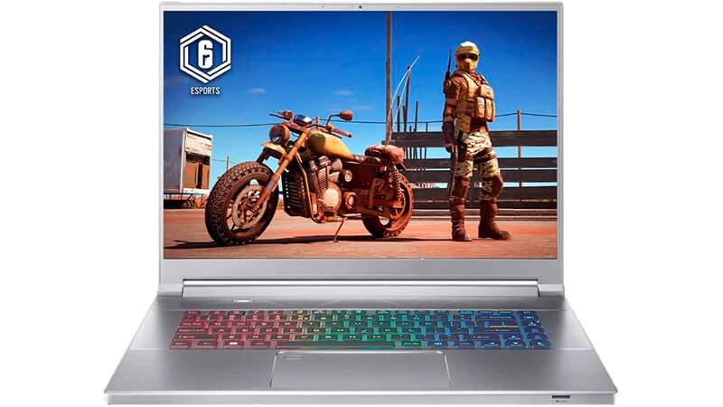 foto de um notebook i7 Predator Triton com teclado iluminado em RGB